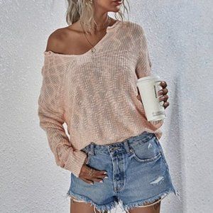 NEW !!! BOHO THERMAL HENLEY KNIT TOP